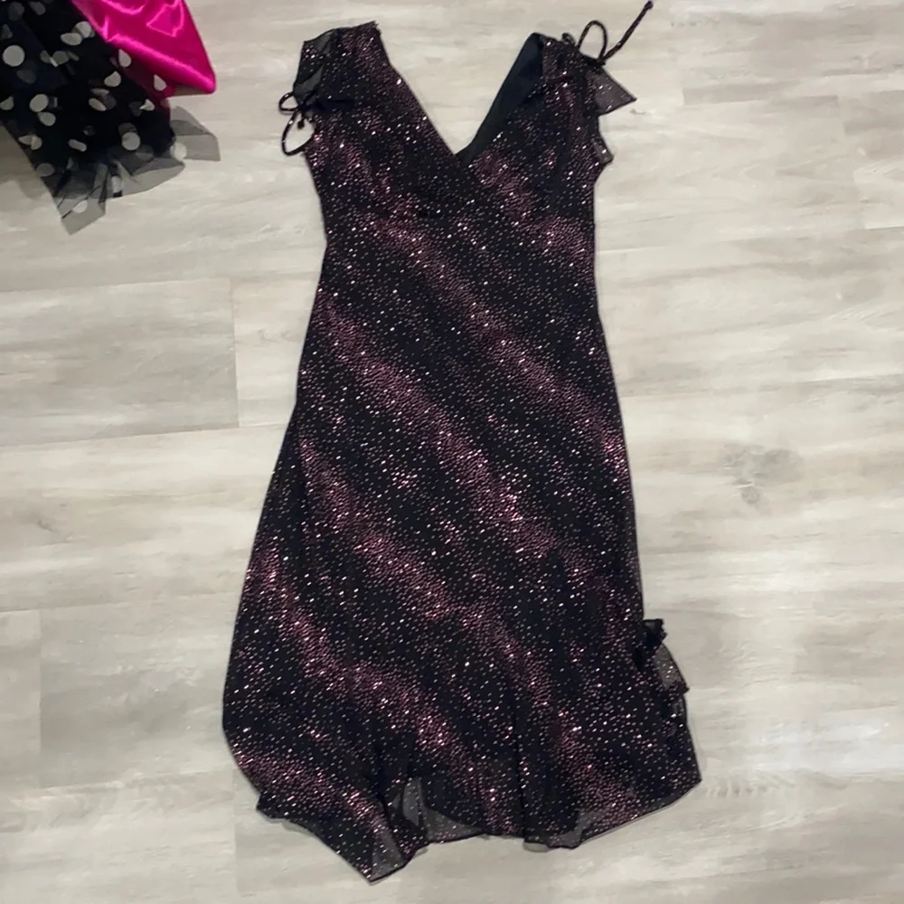Vintage 90s Byer Too Black Midi Dress Sparkle, Size Medium - Picture 3 of 9